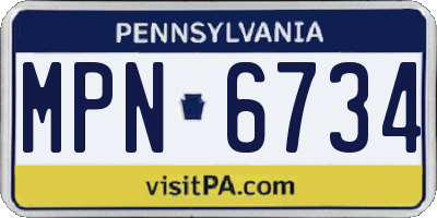 PA license plate MPN6734