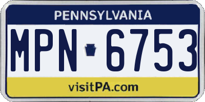 PA license plate MPN6753