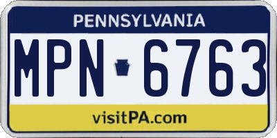 PA license plate MPN6763