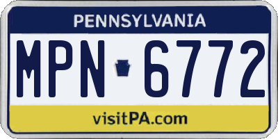 PA license plate MPN6772