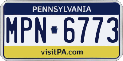PA license plate MPN6773
