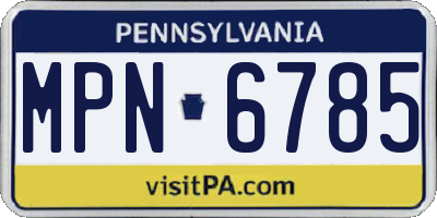 PA license plate MPN6785