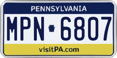 PA license plate MPN6807