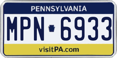 PA license plate MPN6933