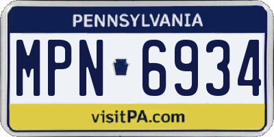 PA license plate MPN6934