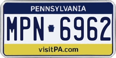 PA license plate MPN6962