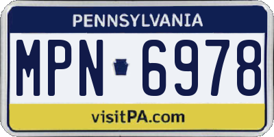PA license plate MPN6978