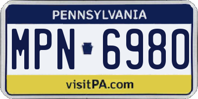 PA license plate MPN6980