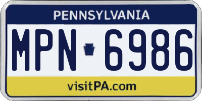 PA license plate MPN6986