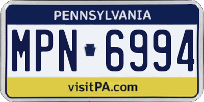 PA license plate MPN6994