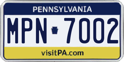 PA license plate MPN7002