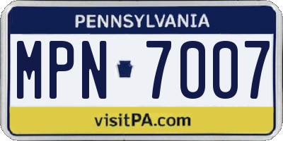 PA license plate MPN7007