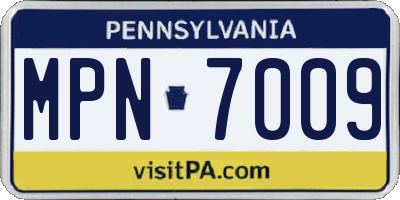 PA license plate MPN7009
