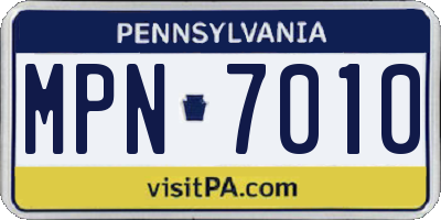PA license plate MPN7010