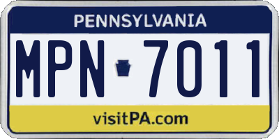 PA license plate MPN7011