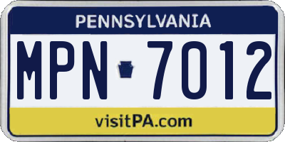 PA license plate MPN7012