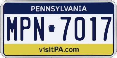 PA license plate MPN7017