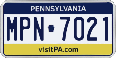 PA license plate MPN7021