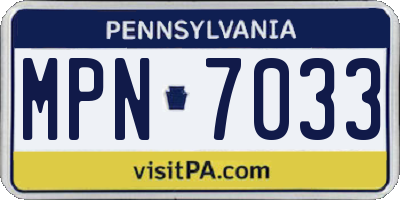 PA license plate MPN7033