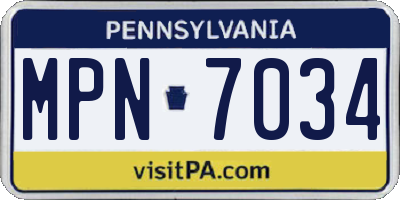 PA license plate MPN7034