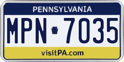 PA license plate MPN7035