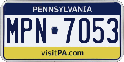 PA license plate MPN7053