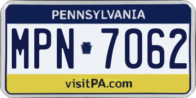 PA license plate MPN7062