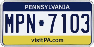 PA license plate MPN7103