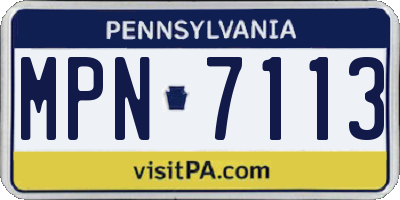 PA license plate MPN7113