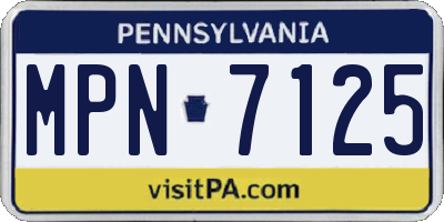 PA license plate MPN7125