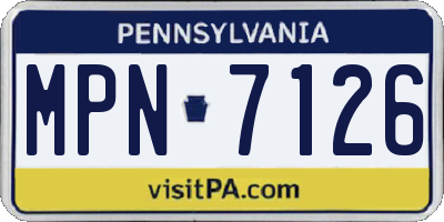 PA license plate MPN7126