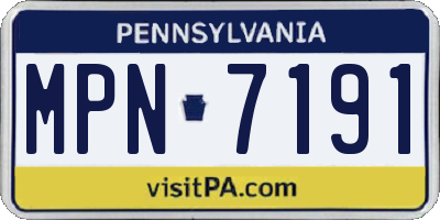 PA license plate MPN7191