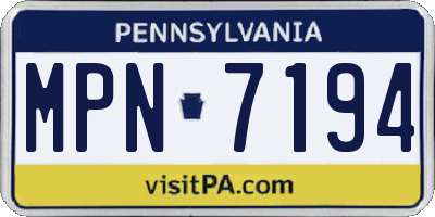 PA license plate MPN7194
