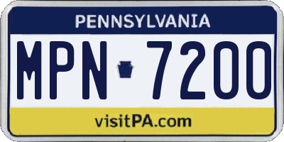 PA license plate MPN7200