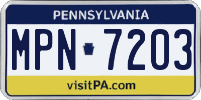 PA license plate MPN7203