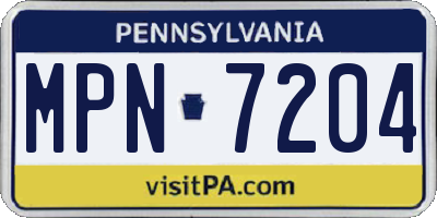 PA license plate MPN7204
