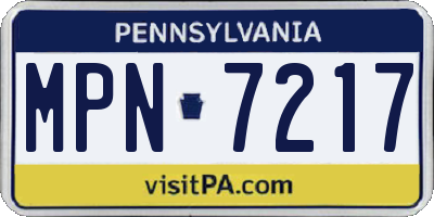 PA license plate MPN7217