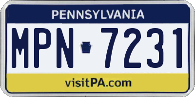 PA license plate MPN7231