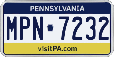 PA license plate MPN7232
