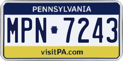 PA license plate MPN7243