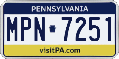 PA license plate MPN7251
