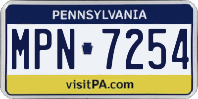 PA license plate MPN7254