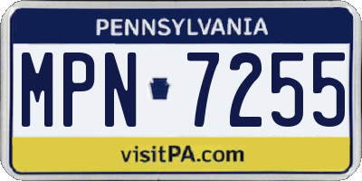 PA license plate MPN7255