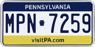 PA license plate MPN7259