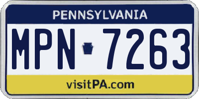 PA license plate MPN7263