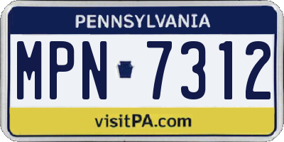 PA license plate MPN7312
