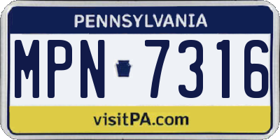 PA license plate MPN7316