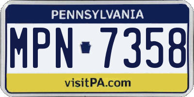 PA license plate MPN7358