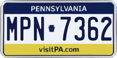 PA license plate MPN7362