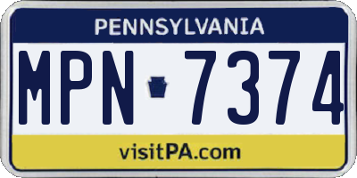 PA license plate MPN7374